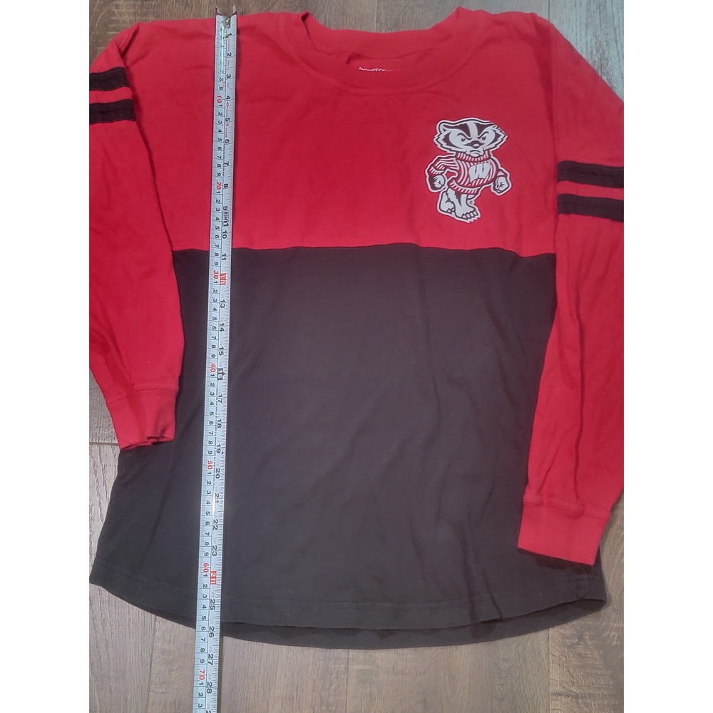 Boxercraft Wisconsin Badgers Long Sleeve Spirit Jersey Red Black Small Bucky